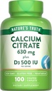 Nature's Truth Calcium Citrate with Vitamin D3 | 100 Caplets | Vegetarian, Non-GMO & Gluten Free Supplement