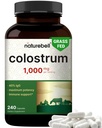 NatureBell Bovine Colostrum Supplément 1000mg par portion, 240 Capsules.40% IgG Colostrum Poudre pour Gut Health, Bloating, Peau, Cheveux & Immune Support – Non-OGM