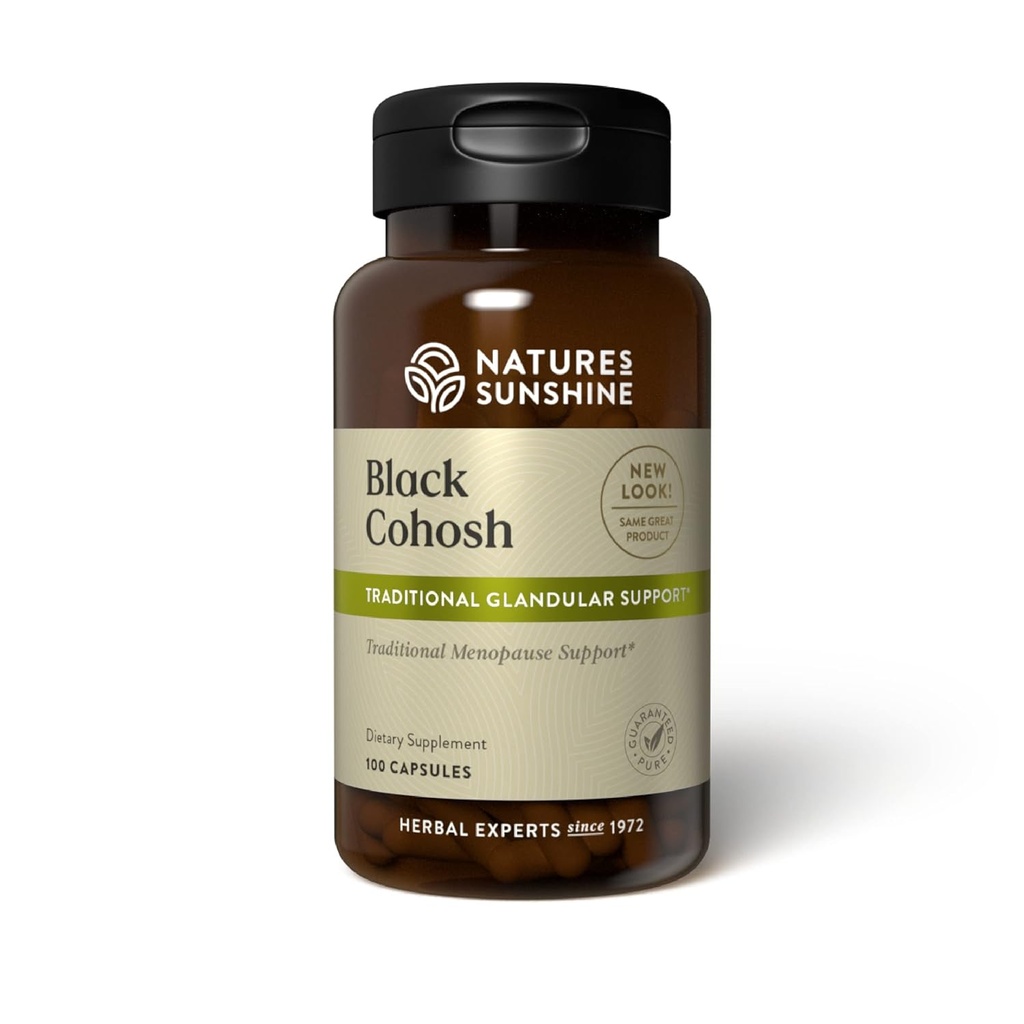 Nature's Sunshine Black Cohosh, 100 Capsules, soutient le système glandulaire féminin, aide la santé génésique et favorise l'équilibre des niveaux hormonaux