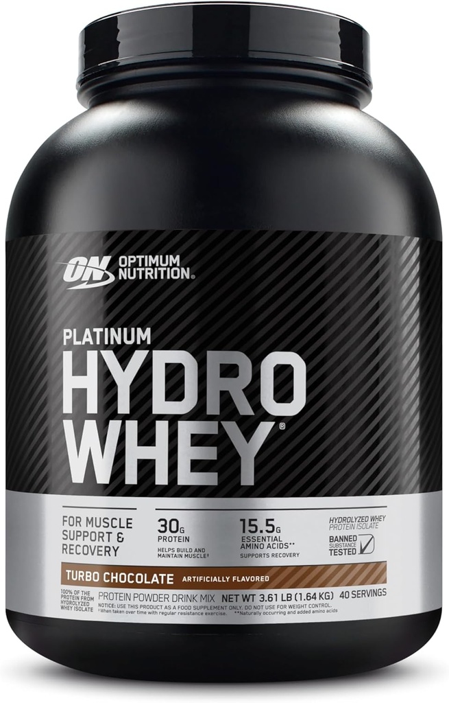 Optimum Nutrition Platine Hydrowhey poudre de protéines, 100% hydrolysée poudre de protéines de lactosérum, saveur: Turbo chocolat, 40 portions, 3,61 livres (paquetage mai vary)