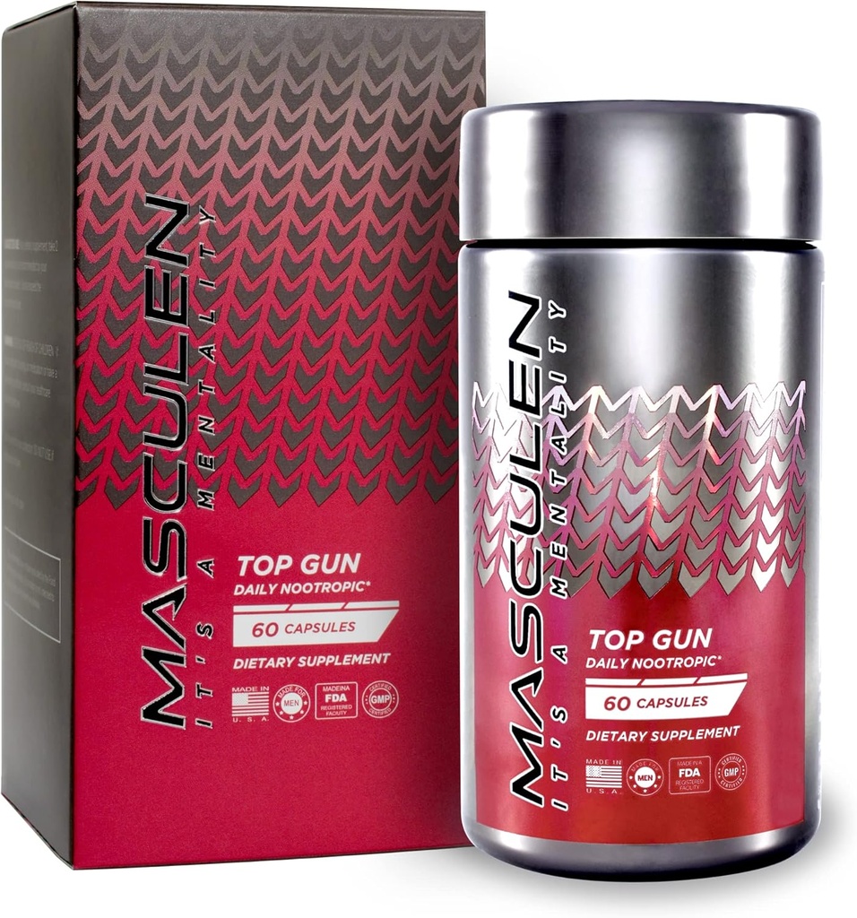 Top Gun Daily Nootropic Supplement Capsules de boost du cerveau quotidien pour aider à améliorer votre esprit, votre mémoire et votre concentration.