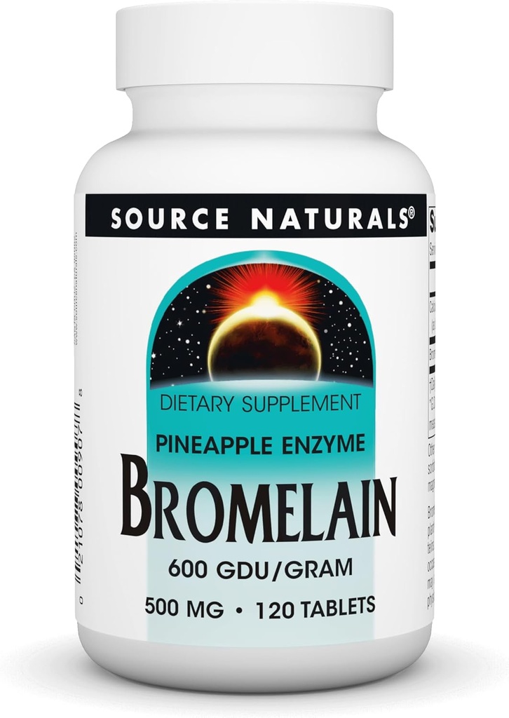 Source Naturals Bromelain, Supplément enzymatique protéolytique, 500mg - 120 comprimés