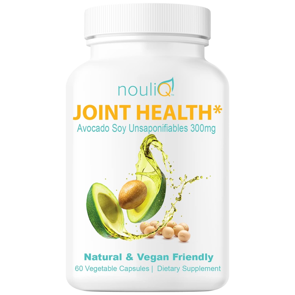 Natural & Vegan-Friendly Joint Health Supplement, Avocado Soy Unsaponifiables 300mg, Non-GMO, Free of Any Gluten, Artificial Colors or Flavors, Dairy and Shellfish, 60 Day Supply.