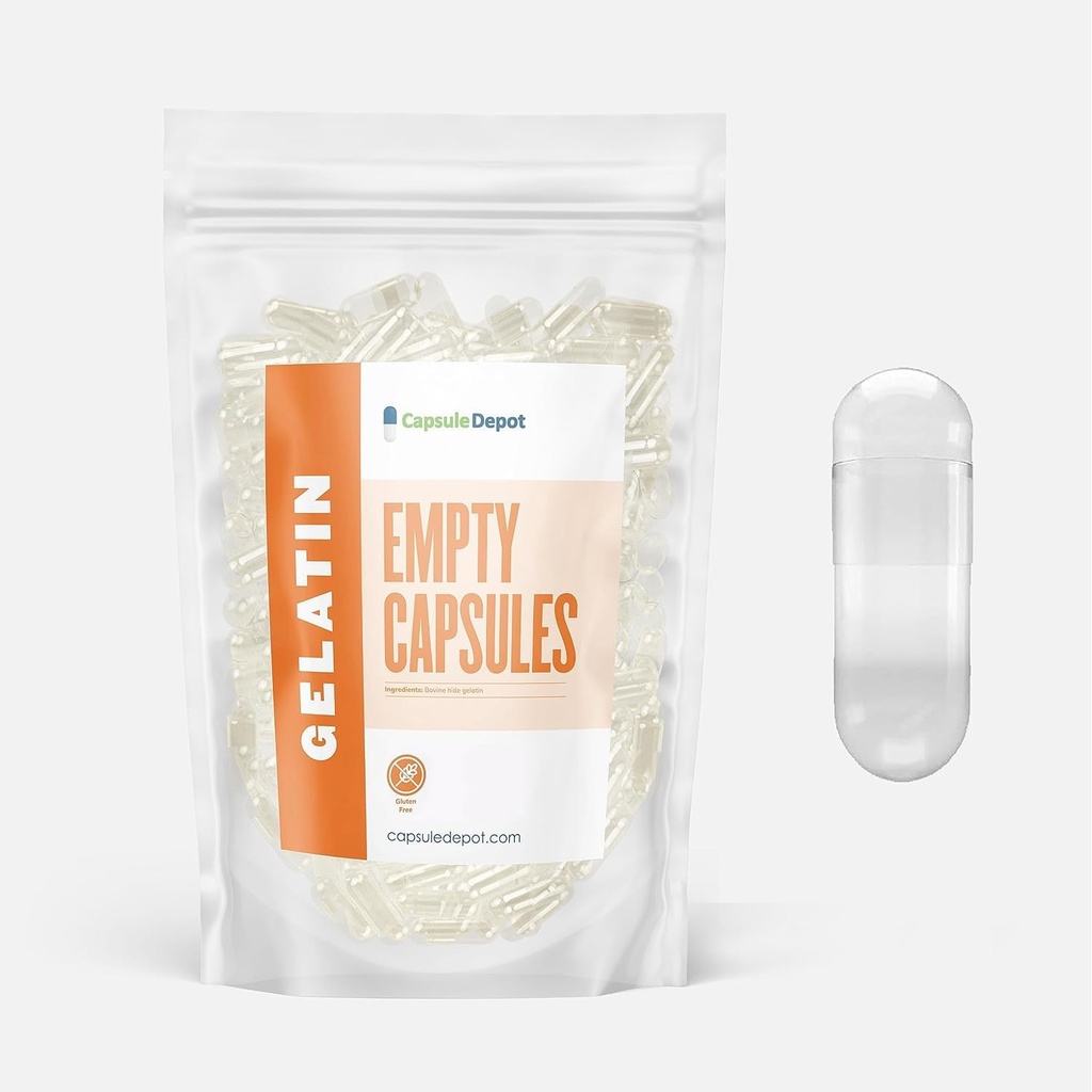 CapsuleDépôt - Effacer 2 Capsules vides - 500 Compte Capsules de gélatine vides - Capsules de pilules vides - Garniture de gélules - Capsules de pilules rechargeables