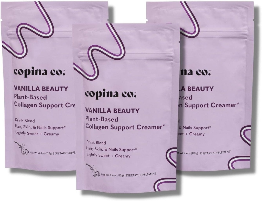 Copina Co. Vanilla Beauty Vegan Collagen Booster Creamer - Plant Based Collagen Support Smoothie Drink Vegan Creamy Blend
