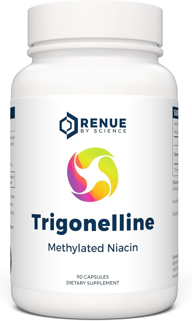 Renue By Science Trigonelline , Trigonelline haute résistance Trigonelline TRG Méthylated Niacine - 250mg Trigonilline Supplement Capsules , non-OGM , fabriqués aux États-Unis et tiers testés