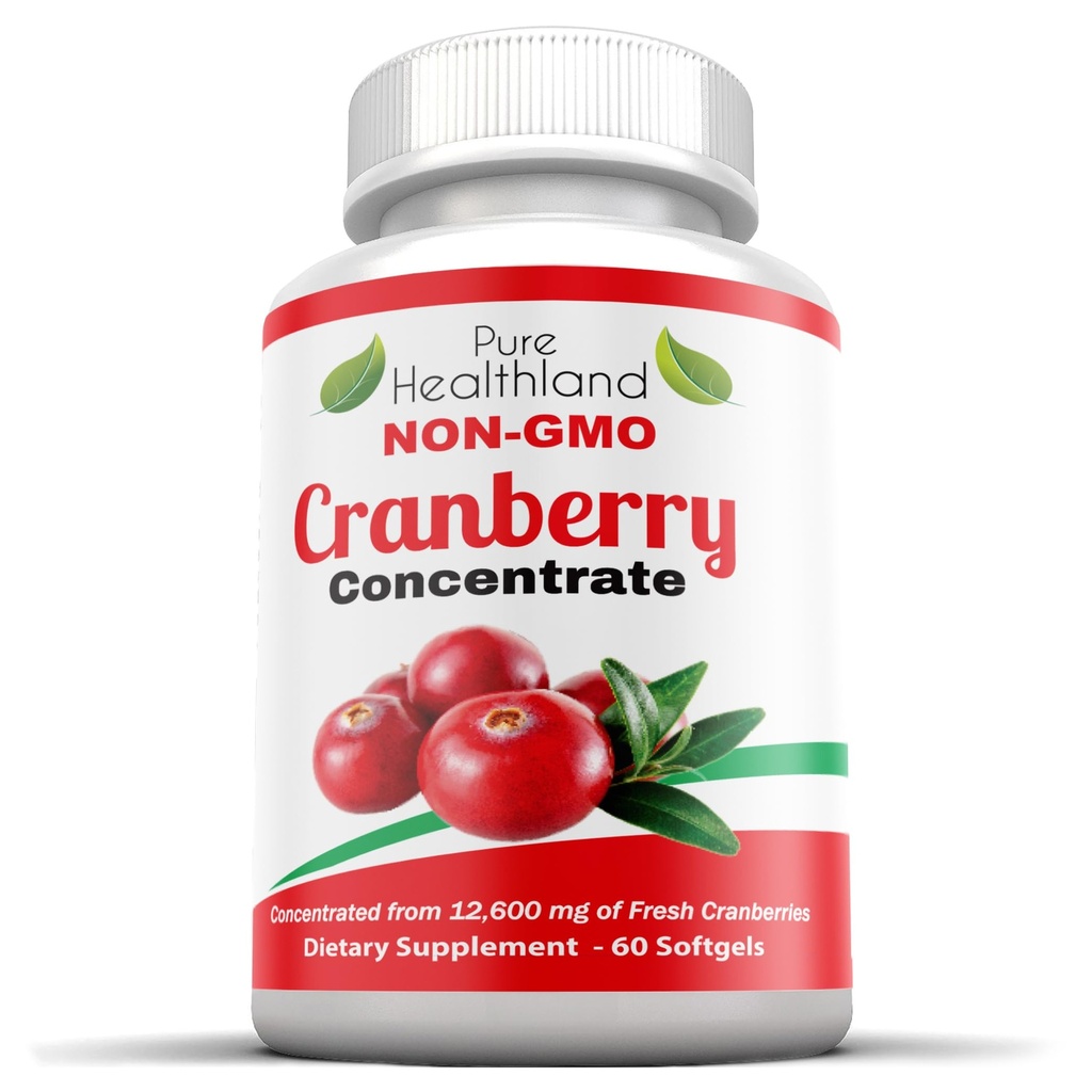 Non-OGM canneberge concentrée à partir de 12 600mg - softgels triple force - Facile à avaler pilules pour les hommes et les femmes, 1 bouteille