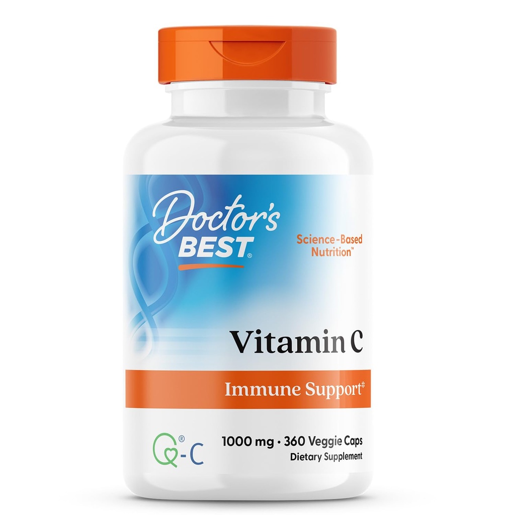 La meilleure vitamine C du docteur avec Q-C, soutien immunitaire, non-OGM, sans gluten, sans soja, végan 360 capsules de légumes