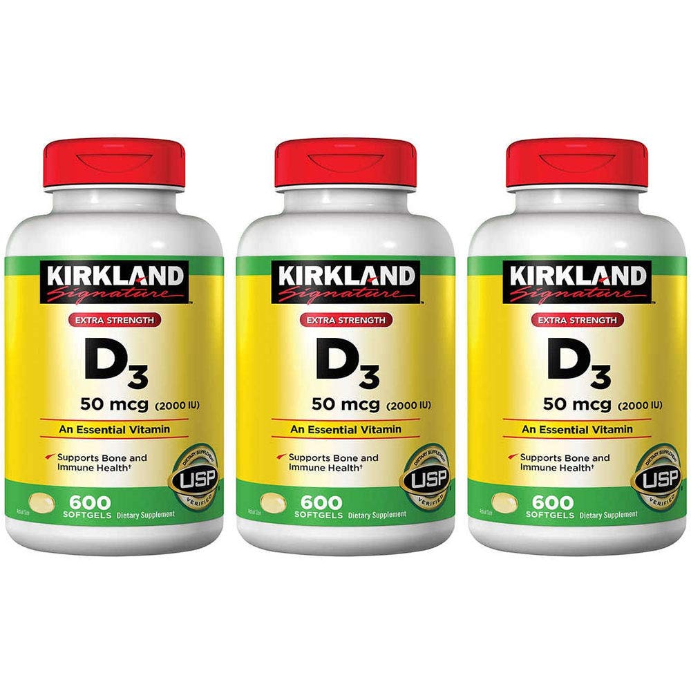 Kirkland Signature Concentration maximale Vitamine D3 2000 I.U., boîte de 3