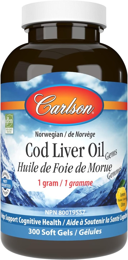 Carlson Labs Huile de foie de morue, faible vitamine A, 230mg Oméga-3, 300 Compte
