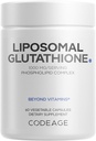 Codeage Glutathion liposomique supplément de 1000 mg, haute puissance réduit L-Glutathion - Livraison liposomique - Phospholipides - Non-OGM, sans gluten - 60 capsules