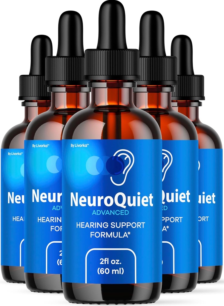 (5 Pack) NeuroQuiet Drops - NeuroQuiet Official Daily Hearing Support Tous les liquides naturels propres Formule avancée pour la santé de l'oreille, la clarté auditive et les examens du bilan auditif intérieur, 5 bouteilles pendant 5 mois