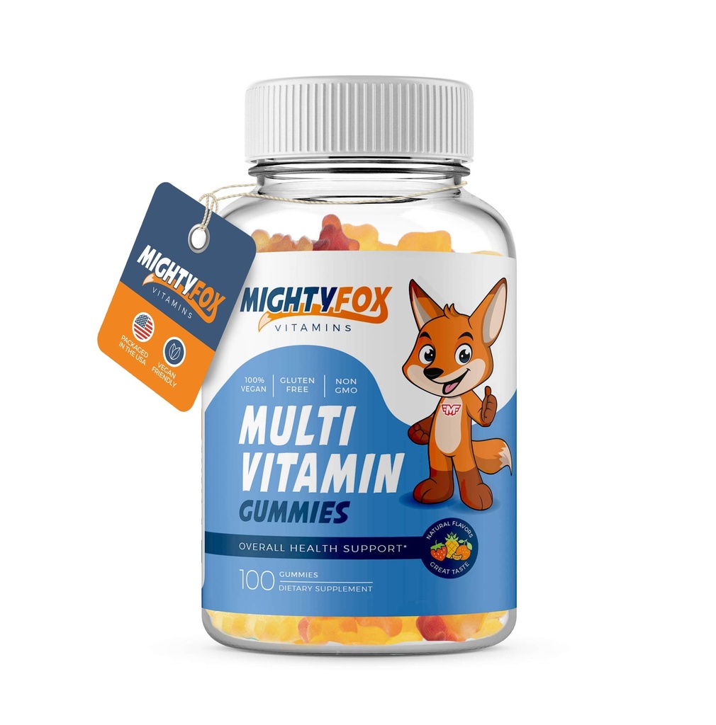 Gummies multivitamines pour enfants - non-OGM, sans gluten, multivitamines véganes avec Vitamine C, B3, B5, B6, B12, Zinc 100 Comte, 1 paquet – Vitamines gommy pour les enfants et les adultes