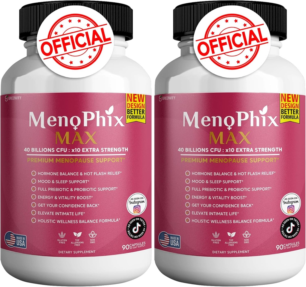 Supplément de soutien à la ménopause MénoPhix Max Premium, 40 milliards UFC, force supplémentaire, 180 capsules (2)