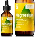 Magnésium Plus Arôme d'ananas - Citrate de magnésium, Glycinate/L-thréonate et vitamine B6, D, C/Liquid gouttes Supplément 4 fl oz - Complexe avancé - Approvisionnement 90 jours