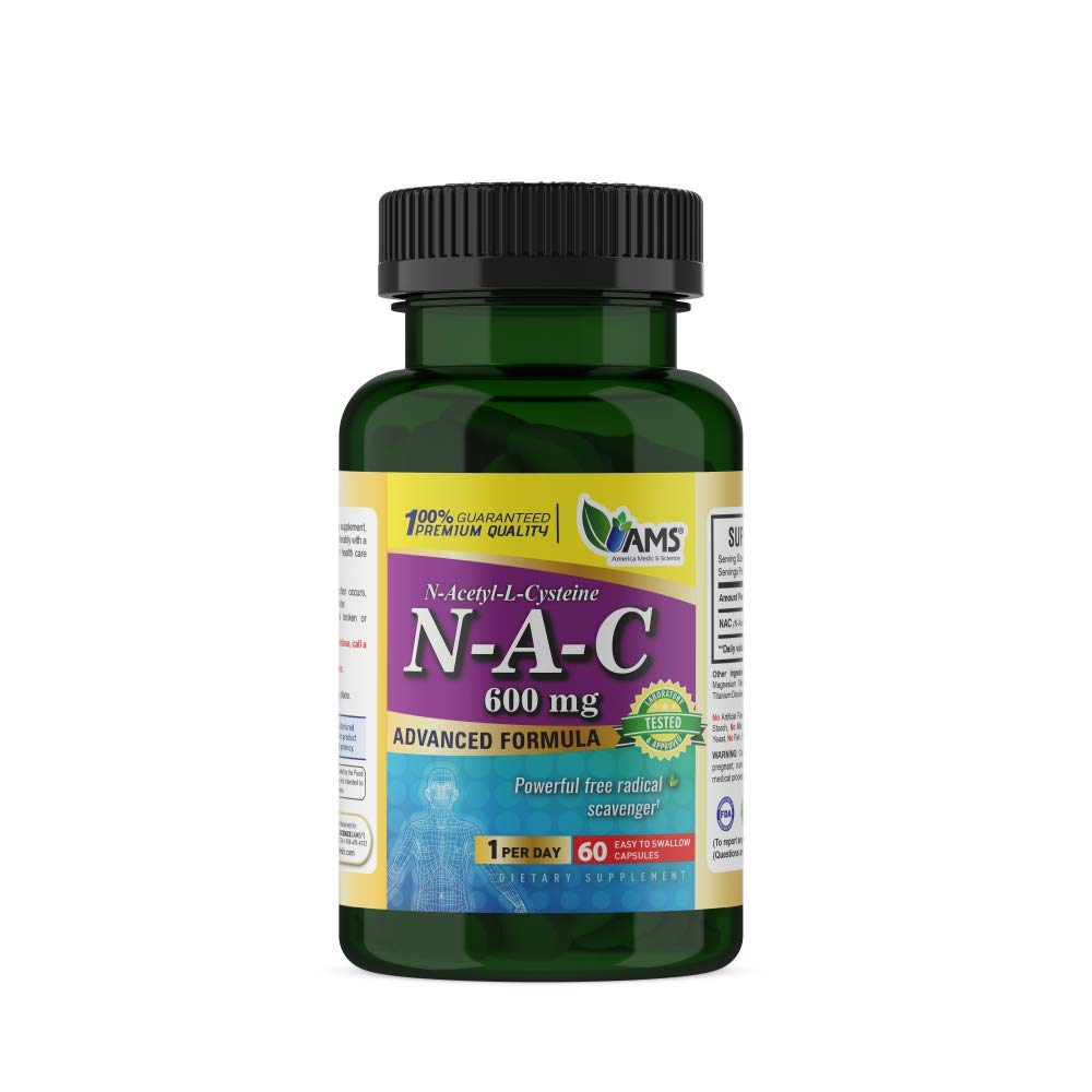 Amérique Medic & Science NAC 600mg – Supplément NAC pour la santé pulmonaire et immunitaire, le soutien du foie et les antioxydants – N-acétyl-Cystéine – 60 capsules (paquet de 1)