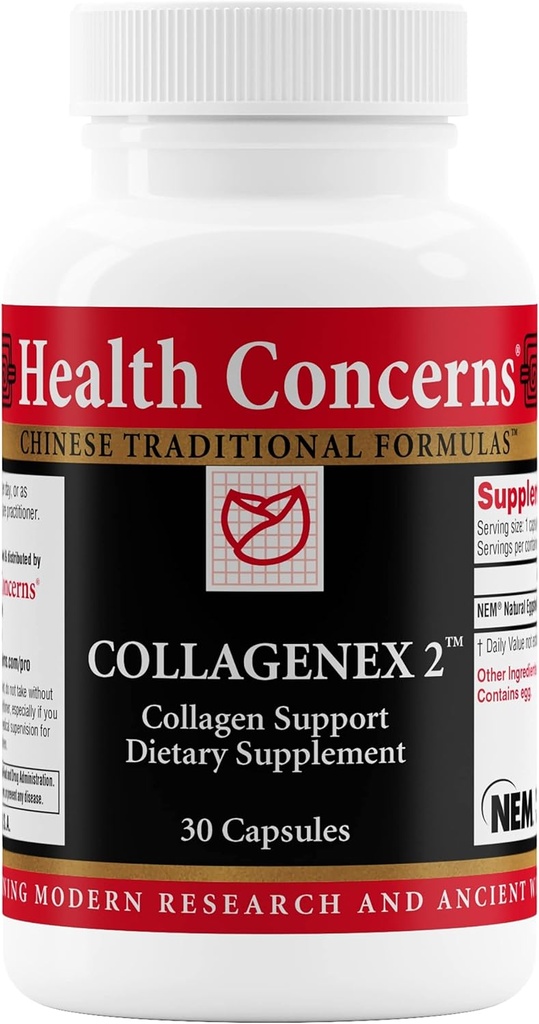 Health Concerns Collagenex 2 – Collagen Supplement for Joint Support & Flexibility – Natural Eggshell Membrane for Men & Women - Connective Tissue Support – Chinese Herbal Supplement - 30 Capsules