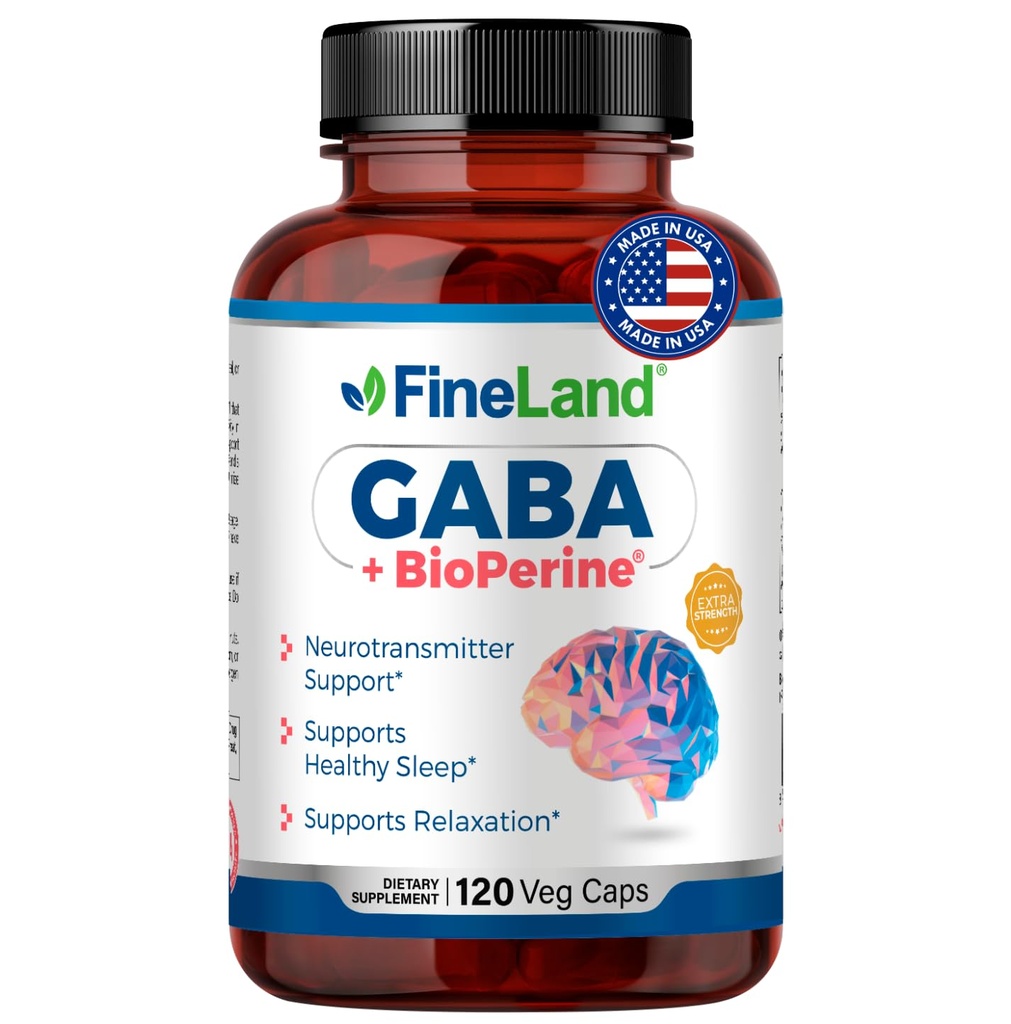 FineLand GABA + BioPerine® – supplément d'acide gamma-aminobutyrique pour la relaxation et le calme quotidien.