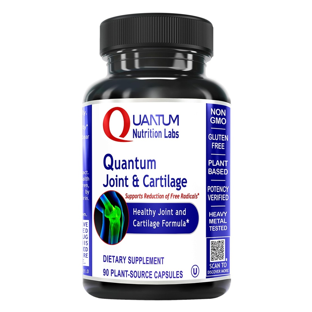 Supplément de soutien pour joint et cartilage quantique - pour les hommes et les femmes, mobilité articulaire et santé musculaire, réparation de cartilage, sans gluten, origine végétale, non OGM - 90 capsules