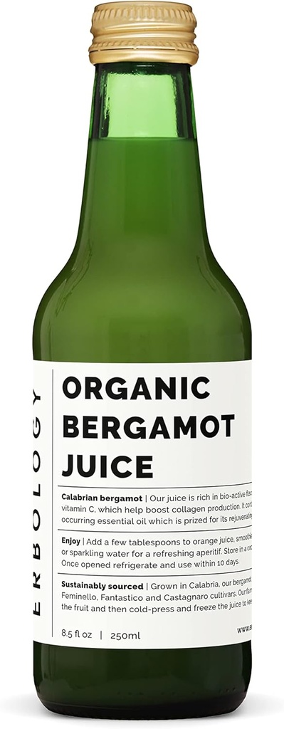 Jus de Bergamote 100% Bio 250ml (boîte de 12) - Supporte la production de collagène - Riche en flavonoïdes bioactifs - Droit de la ferme en Italie - Non dilué - Pas de sucre ajouté - Non-OGM