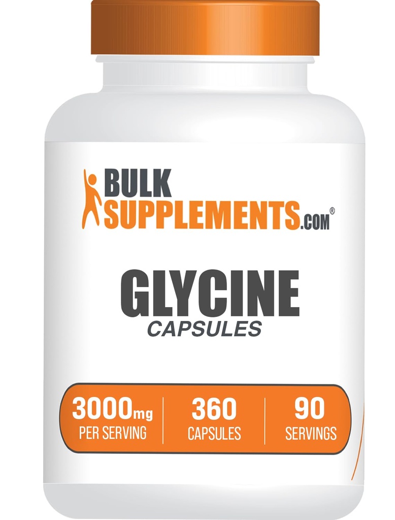 BulkSupplements.com Capsules Glycine - Suppléments Glycine, Supplément Acid Amino - Sans gluten, 4 Capsules par portion, 360 Compte (paquet de 1)