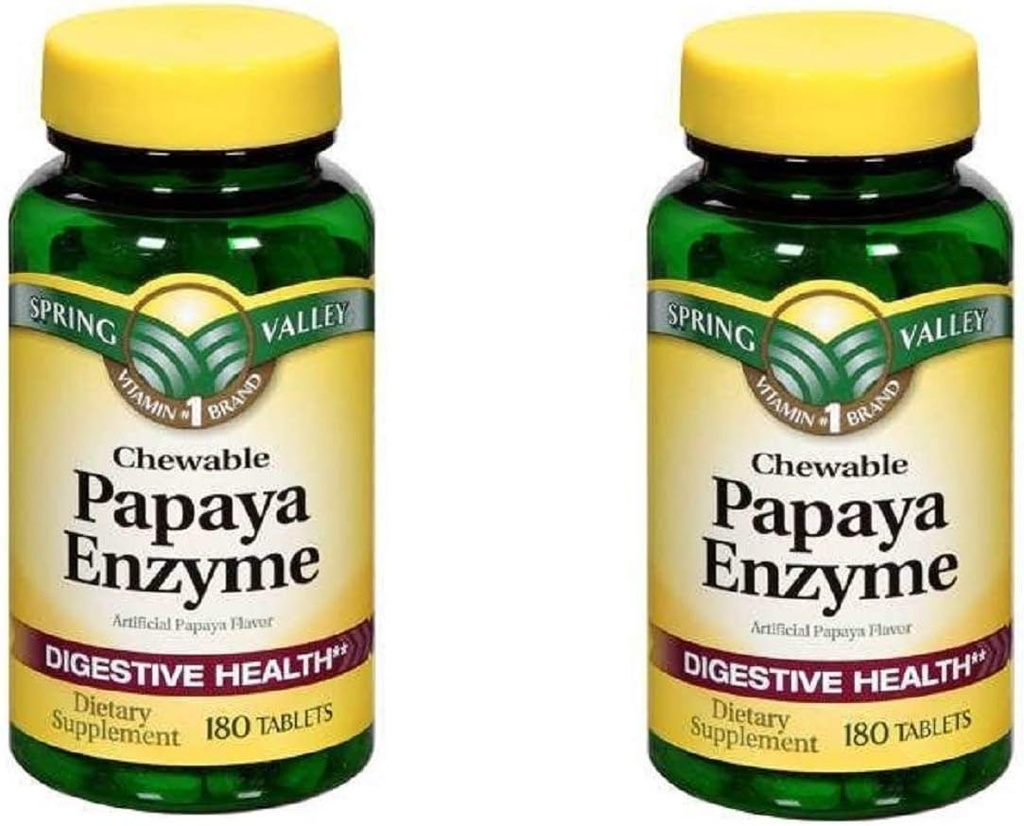 Enzyme papaye de Spring Valley, 180 comprimés à croquer (2 paquets)