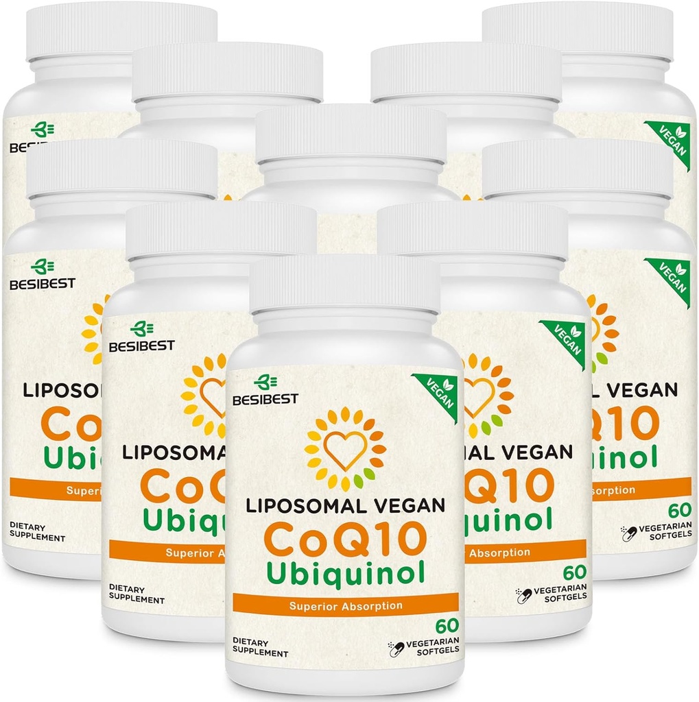1000mg Liposomique CoQ10 Ubiquinol, 600 Vegan Softgels, supplément Ubiquinol à haute absorption CoQ10, forme antioxydante active de Coenzyme Q10 pour la fonction cardiaque et la production d'énergie
