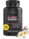 Supplément de sommeil quotidien Livingood, aide naturelle au sommeil de 10-en-1 avec 5 MG Melatonine, racine valériane, camomille, tryptophane et GABA pour les hommes et les femmes, sans habitude, sans gluten, végétalien, 60 capsules