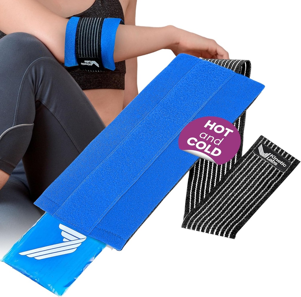 Paquet de glace avec lanière élastique par Kinetic Labs - Paquet de gel froid chaud pour blessures - Paquet de glace réutilisable pour la tête de cheville du pied de cou