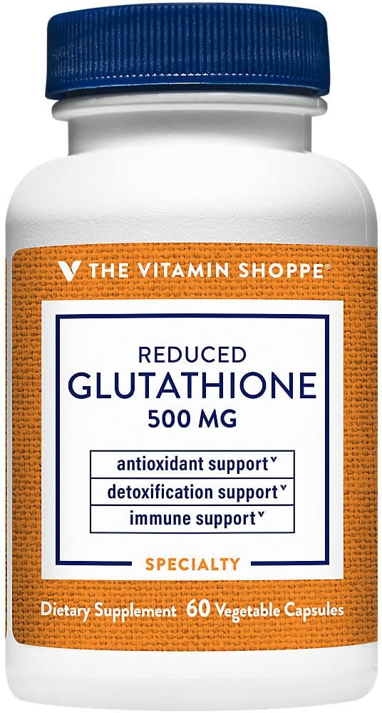 La vitamine Shoppe Gluthathion réduit 500MG, supplément antioxydant qui soutient la santé immunitaire et cellulaire (60 capsules)