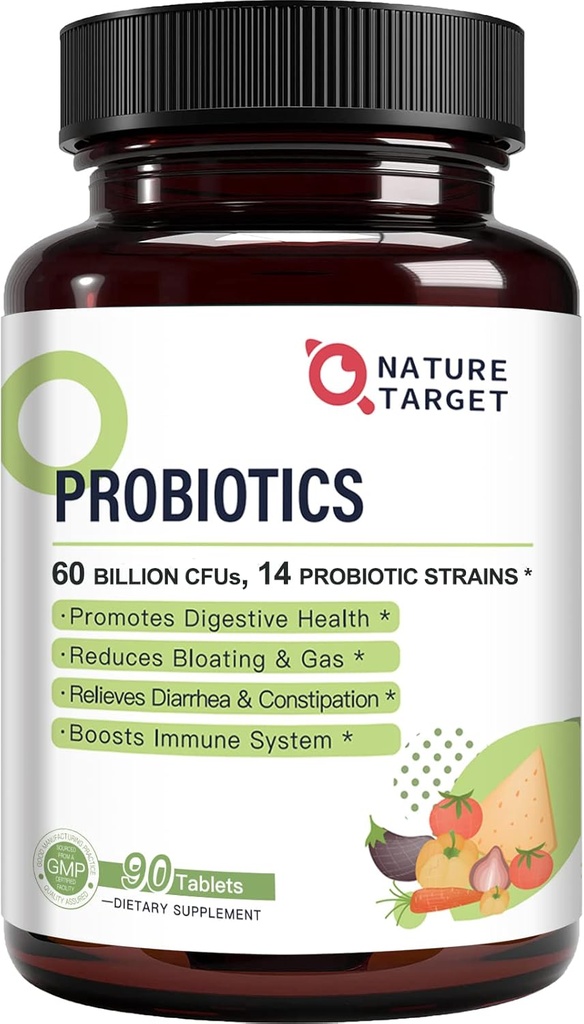 Probiotics for Women, Men and Kids, 60 Billion Probiotic for Digestive Health -14 Strains, Prebiotics and Probiotics for Gut Health & Immune Support, Gluten Free, Non-GMO, 90 Tablets