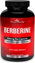 Divine Bounty Pure Berberine Complex - 600mg Par Capsule Berberine HCl Supplément - 60 Capsules végétariennes