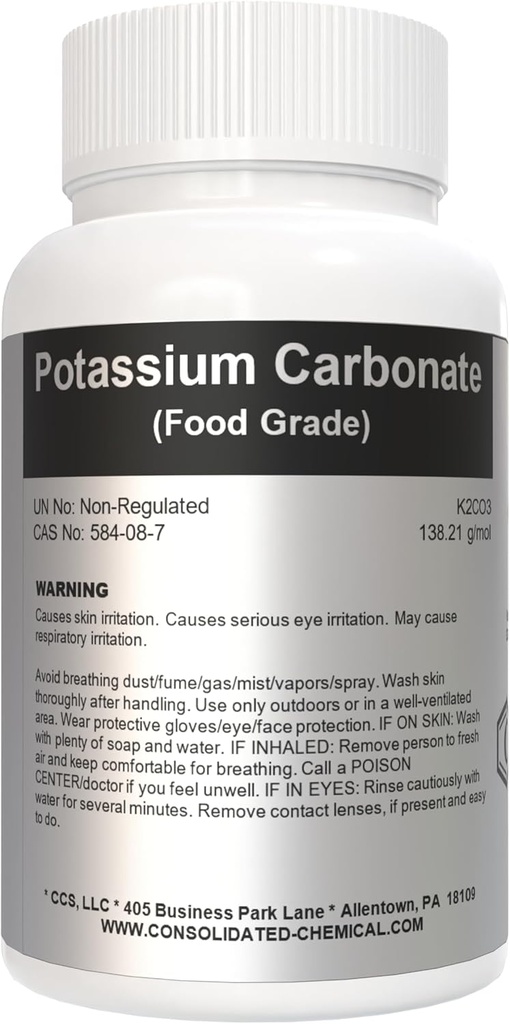 Carbonate de potassium 1kg (2,2lb) Teneur alimentaire élevée