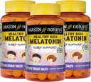 MASON NATURAL Enfants en bonne santé Mélatonine, pour les enfants, soutient un sommeil en bonne santé, à action rapide, aromatisé aux fruits, 60 comprimés rapidement dissous (paquet de 3)