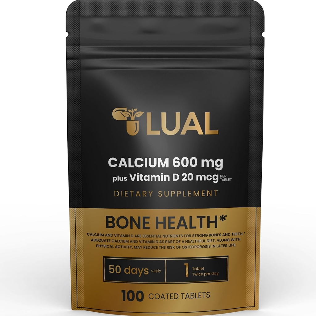 LUAL Calcium Bone Supplément alimentaire, 600 mg, 100 Compte