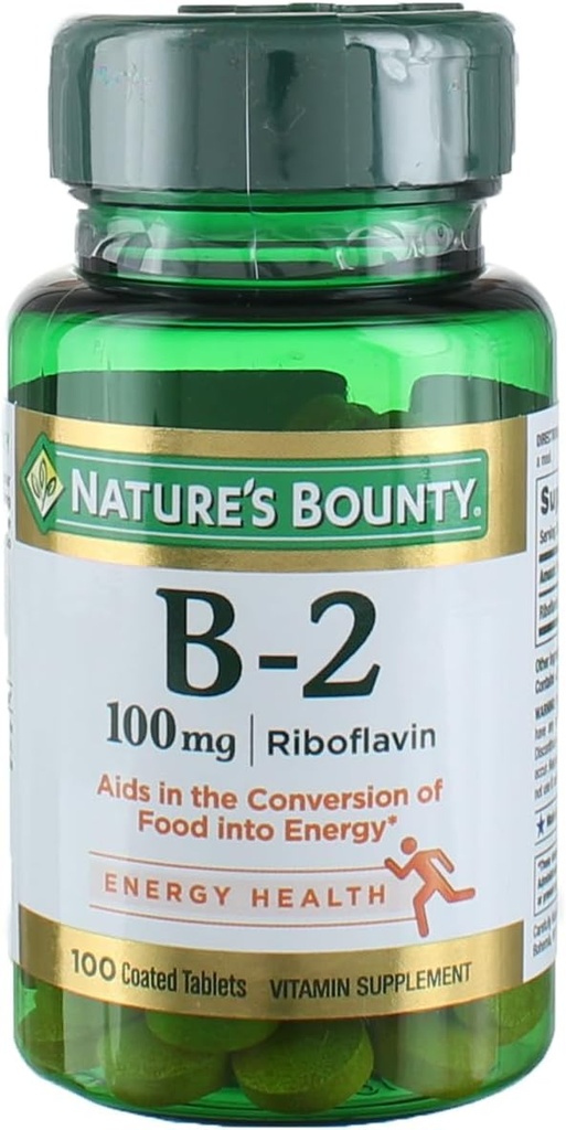 Nature's Bounty Vitamin B-2 100 mg, 100 Coated Tablets