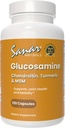 Sanar Naturals Glucosamine Chondritine MSM Turmeric - Supplément de soutien pour les genoux, le dos, les mains et le corps - Non-OGM, sans gluten, 120 capsules
