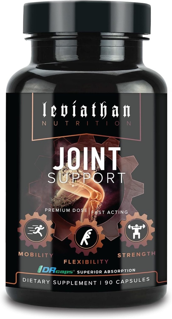 Leviathan Nutrition Joint Support (en anglais seulement) Aide à la réparation et à la restauration des articulations pour le confort Mobilité, flexibilité, force et santé des articulations avec Boswellia pour les mains de dos genou et articulations pour les hommes et les femmes - 90 Capsules