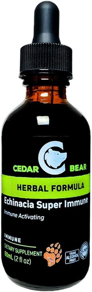 Cedar Bear Echinacea Super Immune Mélanger un supplément à base de plantes liquides qui stimule votre système immunitaire pour aider à maintenir l'activité des cellules sanguines blanches et autres fonctions immunitaires 2 FL Oz