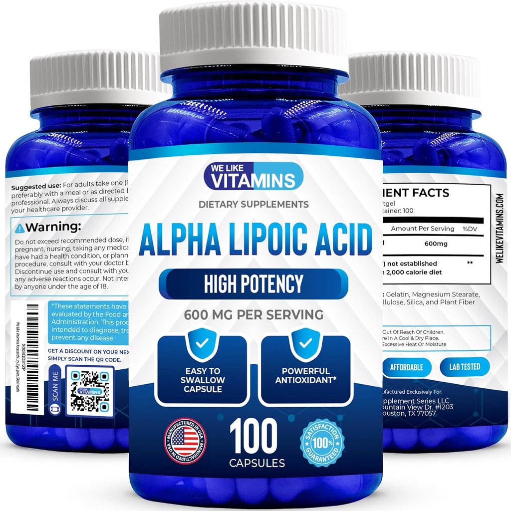 Nous aimons les vitamines Alpha Lipoïque Acid 600mg Capsules - 100 portions - Alpha Lipoïque Acid Capsules aide à soutenir la santé articulaire et antioxydante avec une protection radicale gratuite