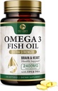Omega 3 Fish Oil Pills 2400mg - Triple Strength Omega 3 Fish Oil Supplements - Best EPA & DHA Fatty Acids for Brain & Heart Health Support, Nature's Omega3 Supplement, 60 Day Supply - 120 Softgels