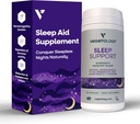 Suppléments de soutien au sommeil pour végétaliens (60 capsules) — Suppléments de sommeil profond pour adultes et enfants — Suppléments alimentaires pour le sommeil — Aide au sommeil en bonne santé — Suppléments pour aider à dormir
