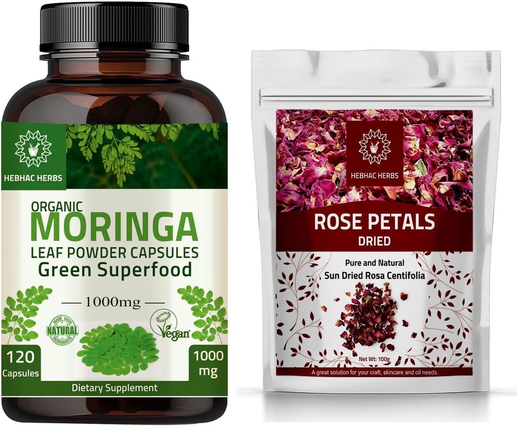 Moringa Capsules 120 Capsules and Rose Petal Dried 200g
