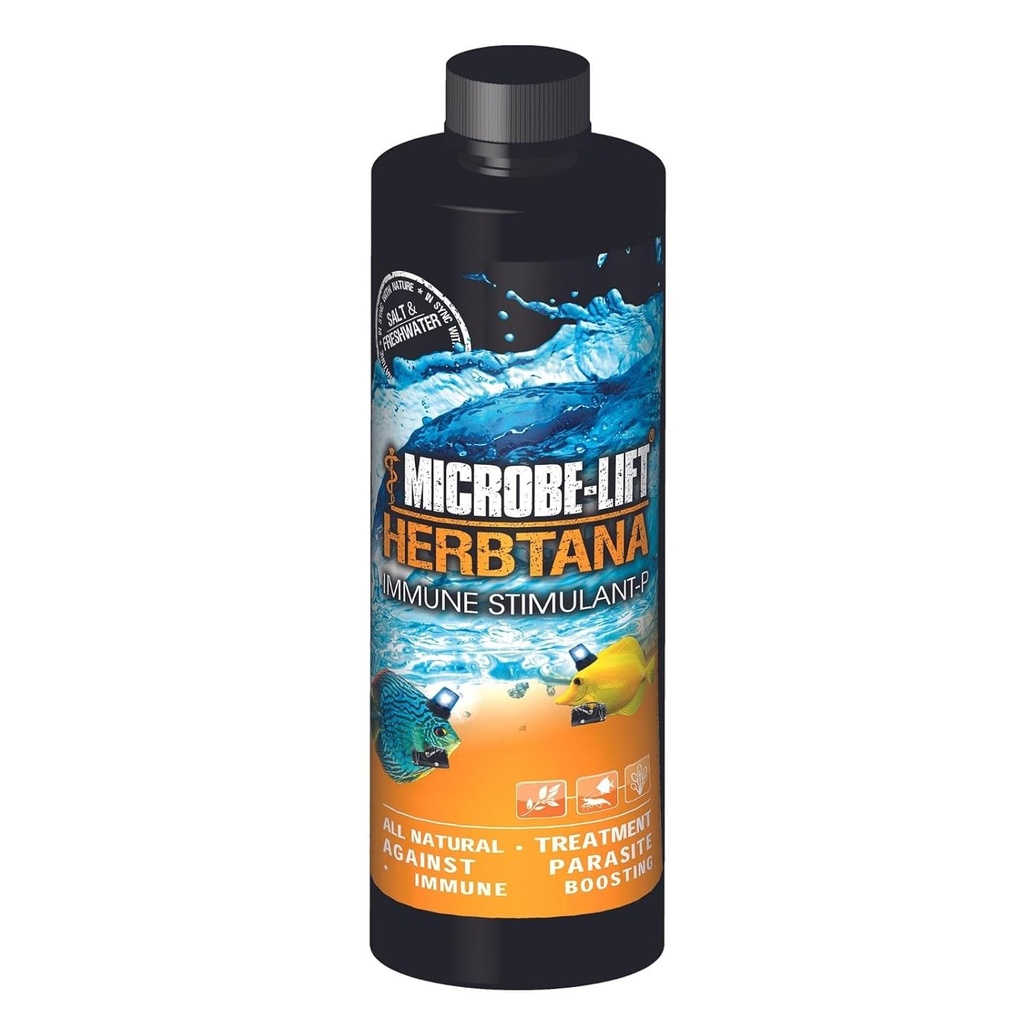 MICROBE-LIFT Herbtana Immune Booster and Natural Parasite Remover for Freshwater and Saltwater Home Aquariums and Fish Tanks, 16 onces