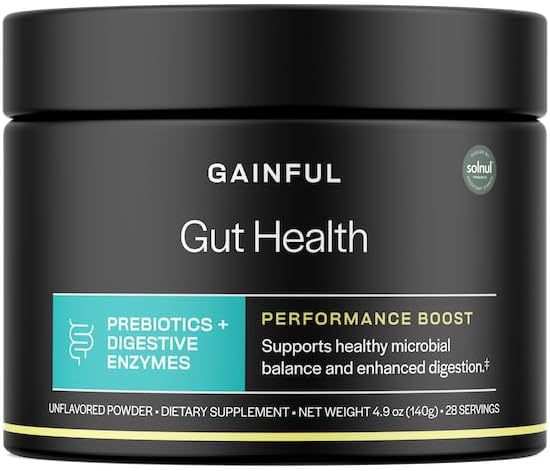Gainful Gut Health Performance Boost Powder Drink Mix avec prébiotiques et enzymes digestives mélange, soutient l'équilibre, la santé quotidienne digestive et supplément de santé de Gut, non aromatisé, 28 portions