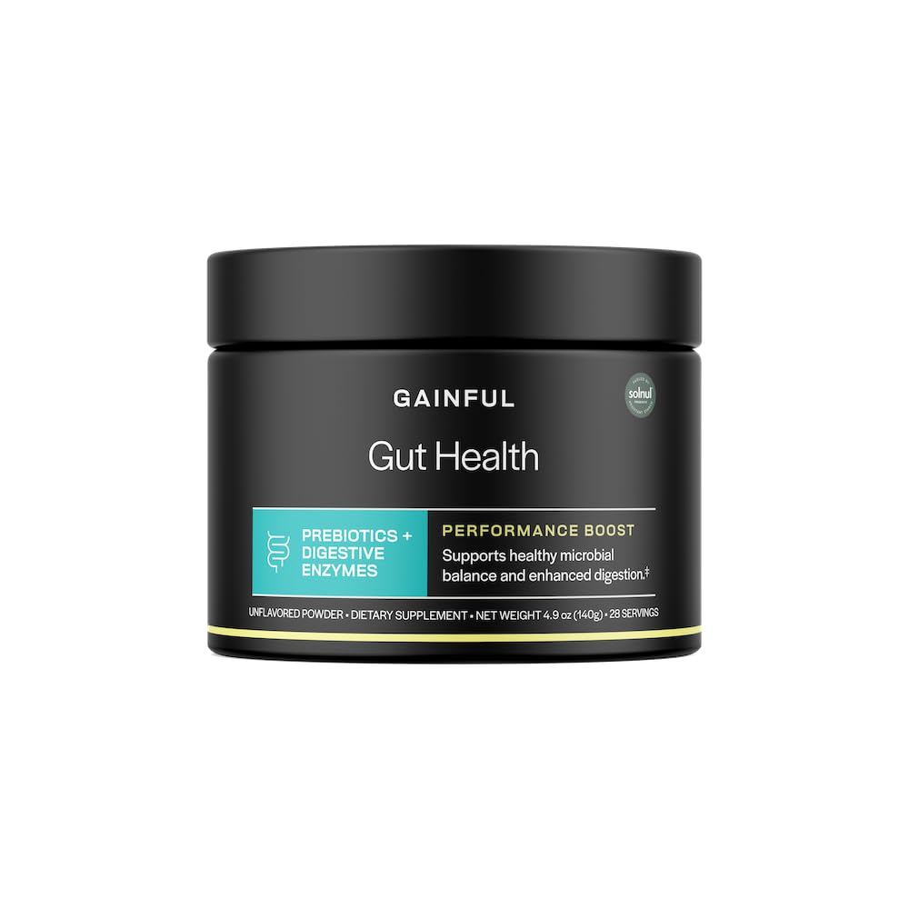 Gainful Gut Health Performance Boost Powder Drink Mix avec prébiotiques et enzymes digestives mélange, soutient l'équilibre, la santé quotidienne digestive et supplément de santé de Gut, non aromatisé, 28 portions