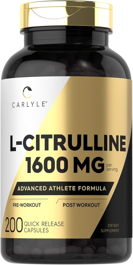 Carlyle L Citrulline Supplément de 1600mg de 200 capsules en poudre pour les hommes et les femmes