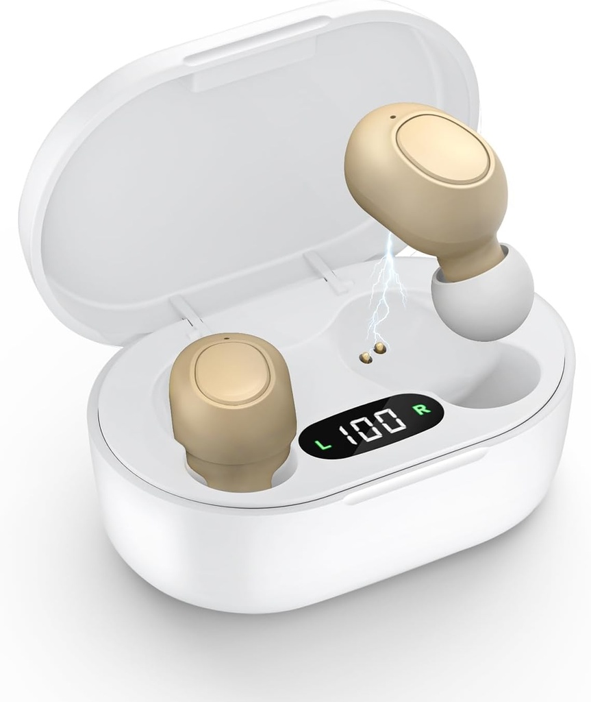 Hearing Aids for Seniors - Hearing Aid Rechargeable for Hearing Loss with Intelligent Noise Reduction,Invisible Audien Hearing Amplifier with Volume Control and Portable Charging Case