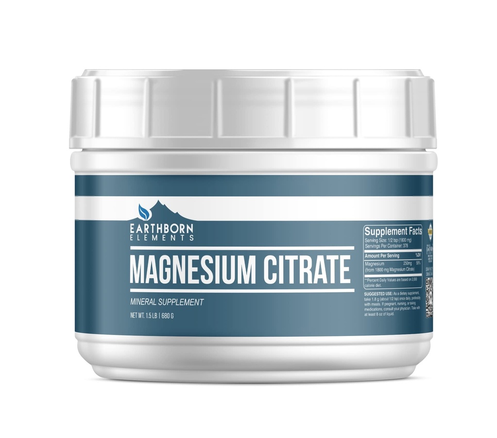 Earthborn Elements Magnesium Citrate Oral Supplement, No Additives or Fillers (1.5 Pound)