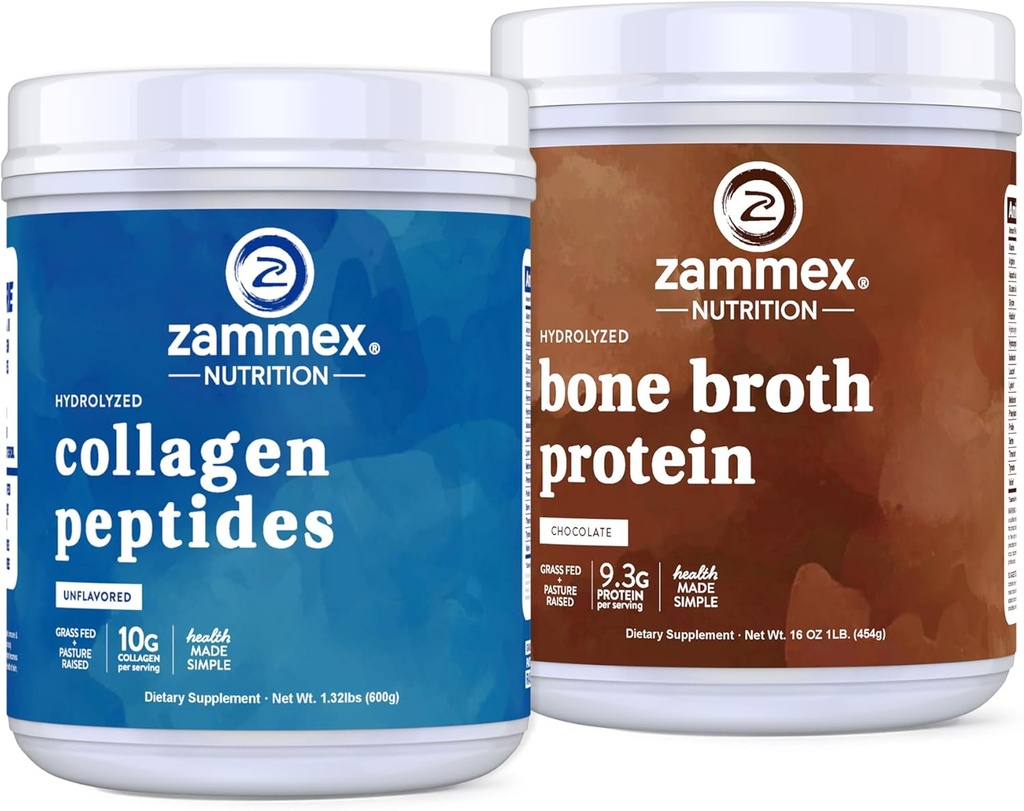Zammex Collagen Peptides + Poudre de broyage à os de chocolat